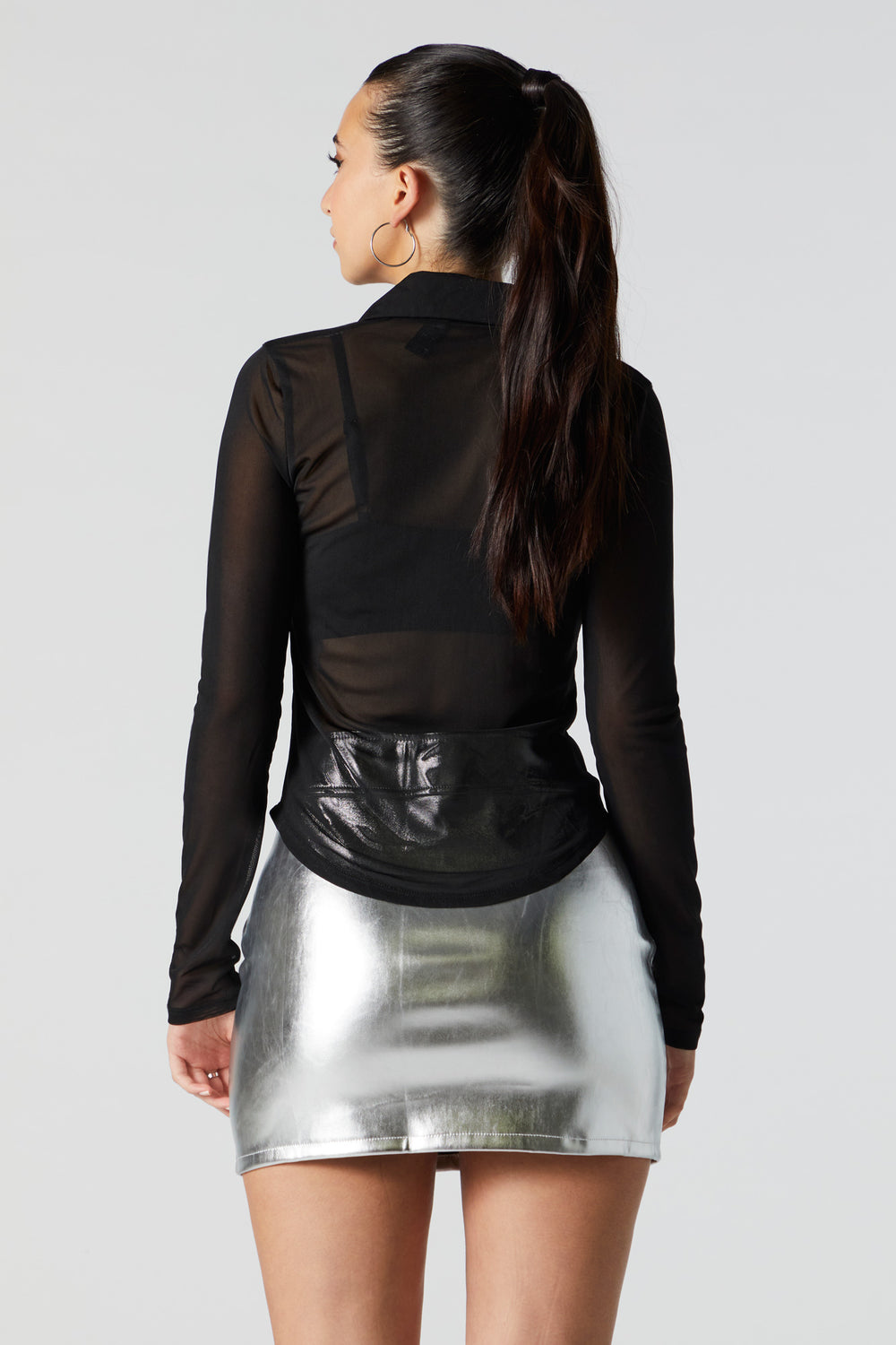 Faux Leather Double Slit Mini Skirt Faux Leather Double Slit Mini Skirt 6