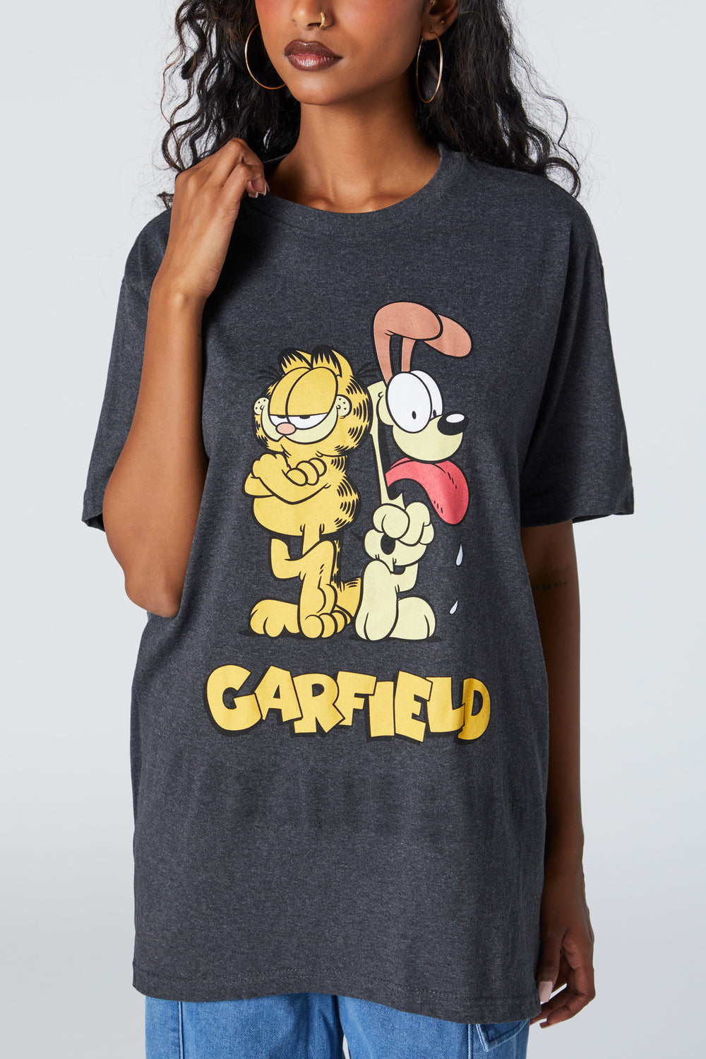 Garfield Grey Graphic Boyfriend T-Shirt Garfield Grey Graphic Boyfriend T-Shirt 2