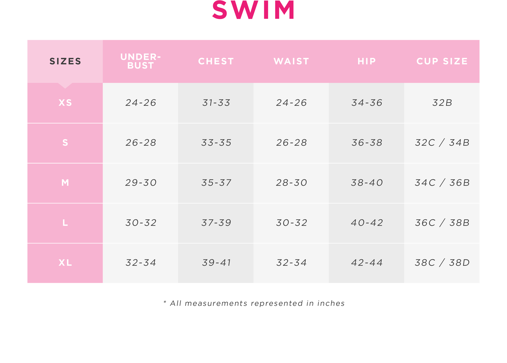 Charlotte Russe - Swim Size Guide