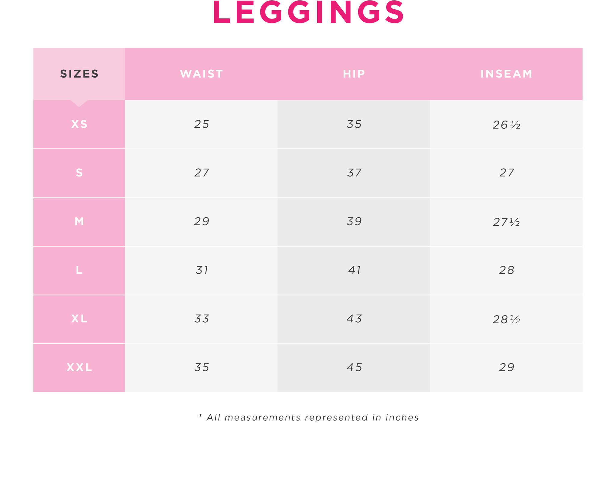 Charlotte Russe | Leggings Size Chart